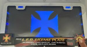 LED IRON CROSS LICENSE PLATE FRAME UNIVERSAL LED LIGHT UP PLATE(fit Ford)
