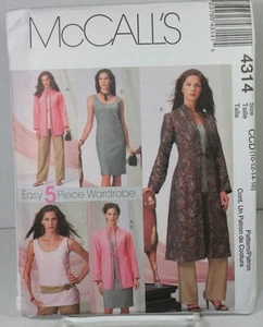 McCalls 4314 Sewing Pattern Misses Jacket Dress Top Pants Wardrobe SZ 10-16 CCD - Imagen 1 de 2