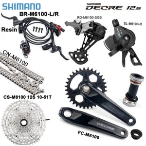 SHIMANO DEORE M6100 MTB 12-Speed Drivetrain Groupset W/ Hydraulic Disc Brake Set - Picture 1 of 16