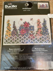 BUCILLA Hollyhocks Garden Counted Cross Stitch Kit 43392 NEW - Picture 1 of 2