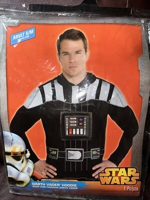 STAR WARS DARTH VADER Adult S/M Halloween Hoodie Costume Mens Men's Shirt - Image 1 of 4