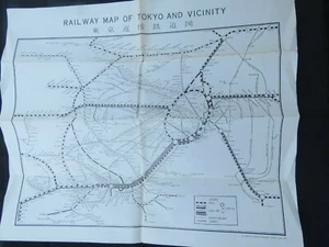 Mapa ferroviario vintage de Tokio Japón y alrededores Servicio del Ejército de Estados Unidos 1962 - Imagen 1 de 2