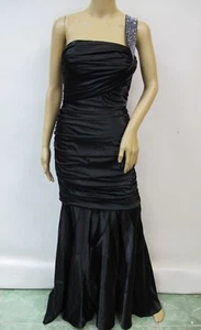 Betsy & Adam Satin One Shoulder Party/Cocktail Fishtail Sequin Gown Size 8 - Picture 1 of 7