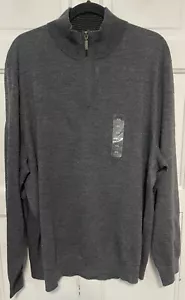 Club Room Men's Quarter-Zip Merino Wool Blend Sweater Ebony Heather Grey Sz XXL - Picture 1 of 6