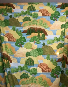 De Colección Marlborough Bosque Paisaje COMPLETO DBL Sábana Plana Árboles 2 Funda de Almohada Años 70 EE. UU. - Imagen 1 de 6