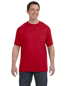 Hanes Mens Pocket T-Shirt 100% Cotton ComfortSoft Heavy S-XL Tee R-H5590 - Picture 1 of 49