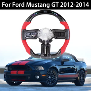 Real Carbon Fiber LED Steering Wheel Sport Fits 12-14 Ford Mustang Customized - Bild 1 von 7
