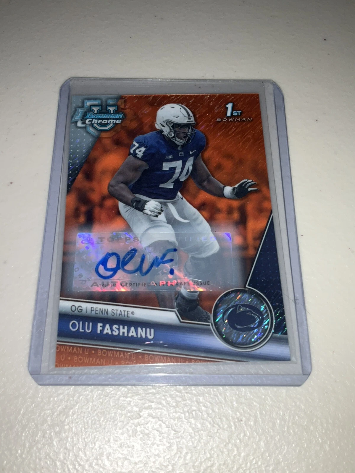 2023 1st Bowman Chrome U - Olu Fashanu - Orange Parallel Auto /25