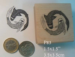 P83 Koi Ying Yang rubber stamp WM - Picture 1 of 2