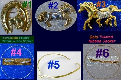 Gargantilla Caballo Western Rodeo Vaquera Alambre para el Cuello DOBLE Colgante Broche Prendedor Colt Joyería Foto 1 de 4