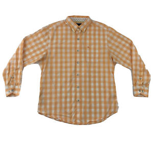Tommy Bahama Button Shirt Medium Long Sleeve Orange White Check Men’s