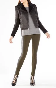 BCBGMAXAZRIA Charlie Lederjacke mit Reißverschluss vorne Größe M 598 $ - Bild 1 von 10