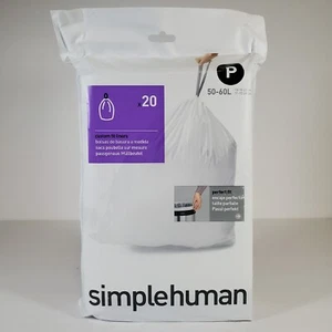 Simplehuman Code P maßgeschneiderte Passform Futter extra stark 20 Müllsäcke 50-60 Liter - Bild 1 von 3