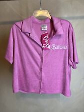 Pink Barbie Terry Cloth Short Sleeve Embroidered shirt|Size:2X|Mattel|NWT| Comfy