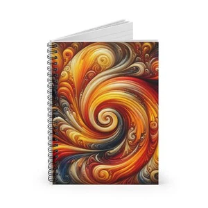 Spiral Notebook Ruled Line Orange, Yellow, Brown and Red Swirls Design 12 - Picture 1 of 6
