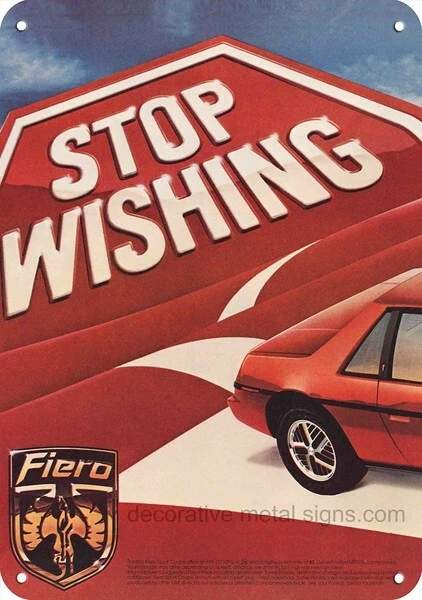 Pontiac Fiero 1983 coche deportivo rojo - deja de desear - réplica decorativa letrero metálico Foto 1 de 1