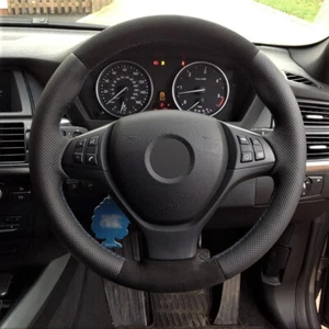 Alcantara Steering Wheel Cover Real Leather Wrap for BMW X5 M E70 X6 M E71 - Picture 1 of 12