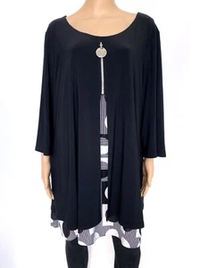 NWT! NEW! JOSEPH RIBKOFF Size US 22 2XL UK 24 Black White Dress Top Blouse Tunic - Picture 1 of 8