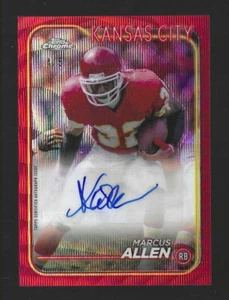 2024 Topps Chrome Legends Marcus Allen Chiefs HOF Red Refractor Auto SSp 4/5 - Foto 1 di 2