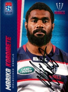 Signed 2017 Melbourne Rebels Rugby Union Card - Marika Koroibete - Bild 1 von 3