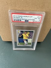 Panini 2014 World Cup Neymar Jr. Rookie Brazil Platinum Sticker #P14 PSA 8