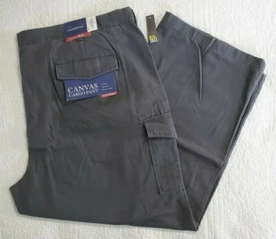 NEW Men's Croft & Barrow Big & Tall Canvas Cargo Pants Kohls Gray 48x30 50x29  - Image 1 of 4
