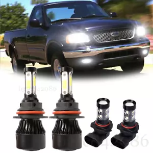 Combo de 4 piezas de faros LED alto/bajo + bombillas antiniebla para Ford F 150 1999-2003 6000 k - Imagen 1 de 13