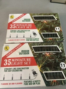 2 New Vintage 35 Miniature Mini Outdoor/Indoor Christmas Light Set 70 Total - Picture 1 of 7