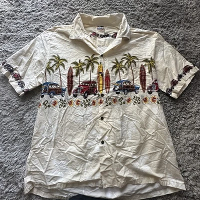 Camisa masculina Hawaiian Togs Aloha tamanho 2 XL amarelo pálido estampa gráfica 100% algodão - Imagem 1 de 4