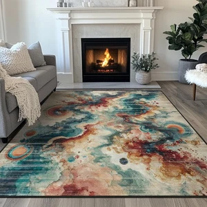 Moderner Abstrakter 6x9 Vorleger für Wohnzimmer, Waschbar Wohnzimmerteppich für Be... - Bild 1 von 8
