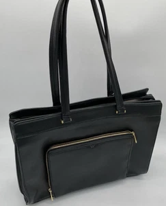 Sac à main/sac messager femme marque Tutilo New York, noir avec accents dorés - Photo 1/8