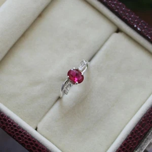 Ruby Ring 925 Sterling Silver Handmade Solitaire Prong Setting Ring Lab Created - Picture 1 of 7