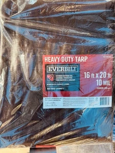 New 16’ x 20’ Everbilt HEAVY Duty 10 ml Tarp Brown 320 Sq Ft Mildew Resistant - Picture 1 of 3
