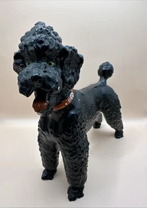 Vintage Breyer Black Poodle with Red Dog Collar and Red Tongue Green Eye 9" Long - Picture 1 of 6