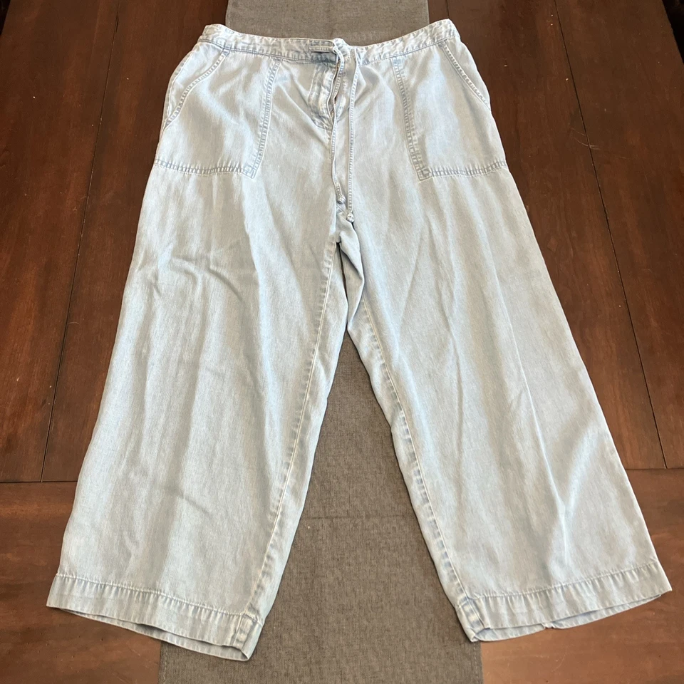 Calça feminina Emma James tamanho 12 azul leve com bolsos - Imagem 1 de 4