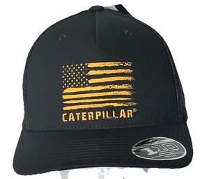 CATERPILLAR DISTRESSED FLAG FLEXFIT BLACK 110 CAP NWTGS - Bild 1 von 12