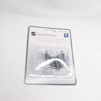 (6-Pk) Clips de montaje de espejo Glacier Bay de plástico 1/4" 805234 Foto 1 de 4