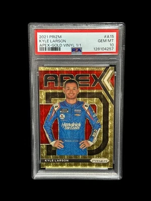 KYLE LARSON 2021 PRIZM NASCAR APEX #A15 GOLD VINYL 1/1 GEM MINT PSA 10 - Image 1 of 2