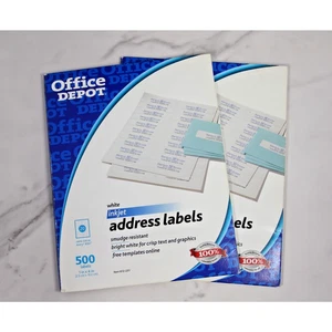 1000 etiquetas blancas de dirección de 1" x 4", inyección, 2 juegos de 500, Office Depot - Imagen 1 de 5