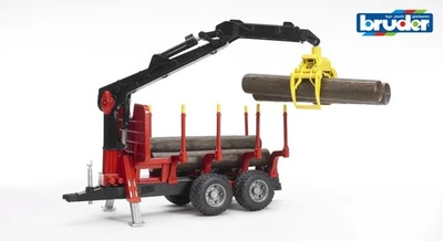 Bruder 02252 Forestry Trailer with Crane, Grapple & 4 Logs 1:16 scale toy farm - Image 1 of 4