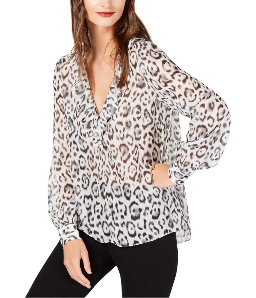 Blusa pulóver con estampado de leopardo de Rachel Zoe para mujer, gris, grande Foto 1 de 1