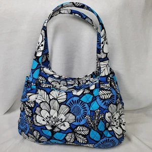 Vera Bradley Emily Satchel Purse Blue Bayou 3 Compartment Pockets NWOT  Shoulder - Picture 1 of 7