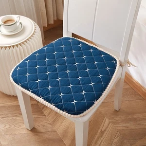 Seat Cushions with Ties Quilted Chair Cushion Dining Garden Kitchen Chair Pad } - Picture 1 of 21