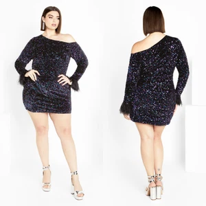 Neu mit Etikett City schickes One-Shoulder-Minikleid mit mehreren Pailletten 18 - Bild 1 von 13