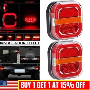 New Wireless Trailer Lights Kit, LED Rear Tail Lights Dynamic Stop Brake-1 Pair - Picture 1 of 10