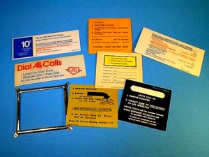 VINTAGE ORIGINAL PAY PHONE TELEPHONE DIRECTIONS INFO INSERT CARDS NOTICES PLAQUE - Picture 1 of 9