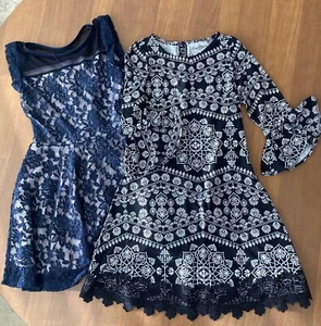 Lot of Girls clothes size 8: black Justice sports leggings, 2 dresses, 2 skirts - Picture 1 of 3