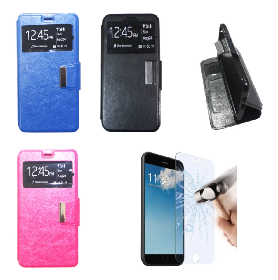 Funda Huawei Honor 5X (4G) Tapa Libro Iman Ventana + Protector Pantalla - Imagen 1 de 1