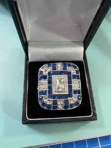 Beautiful Clear And Blue Stones Statement Ring - Picture 1 of 3