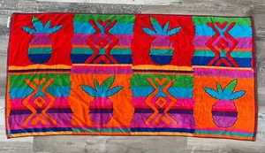 Vintage ROYAL TERRY Brazil TROPICAL Pineapple Beach Towel 59.5” Aztec - Picture 1 of 8